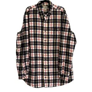 L.L. Bean Mens XXL-Tall Plaid Flannel Shirt Slightly Fitted Navy Red Yellow